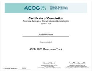 menopause specialist certified